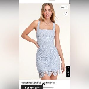 Lulu's Light Blue Lace Midi Dress